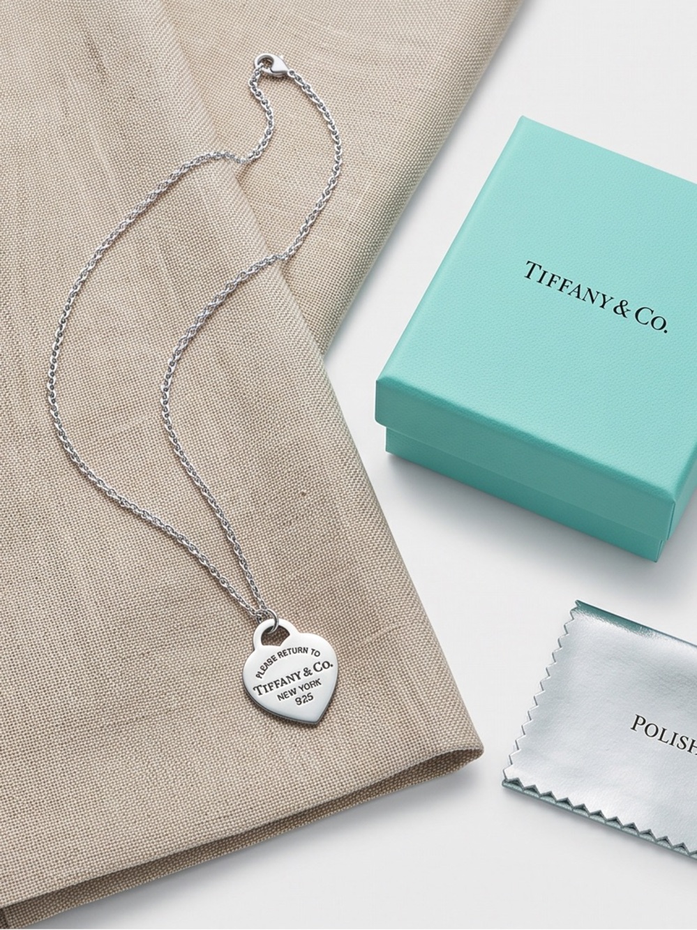 Tiffany & Co. Silver Heart Tag Necklace on Silver Chain